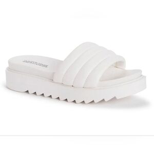 NWT MUK LUKS White Sun Catcher Puffer Platform Slide Sandals NEW IN BOX